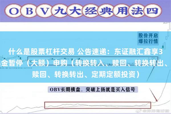 什么是股票杠杆交易 公告速递：东证融汇鑫享30天滚动基金基金暂停（大额）申购（转换转入、赎回、转换转出、定期定额投资）