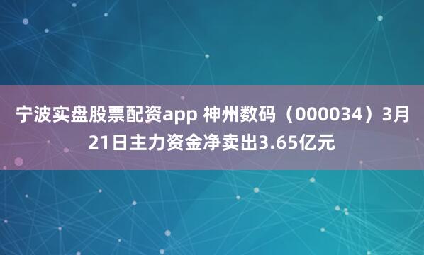 宁波实盘股票配资app 神州数码（000034）3月21日主力资金净卖出3.65亿元