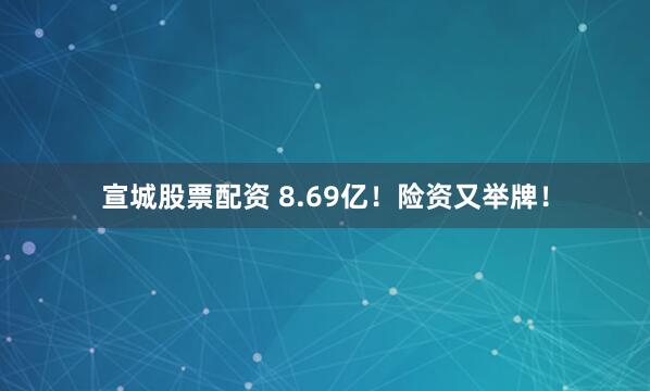 宣城股票配资 8.69亿！险资又举牌！